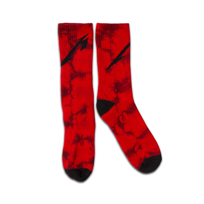 M Logo Red Tie-Dye Socks, , hi-res